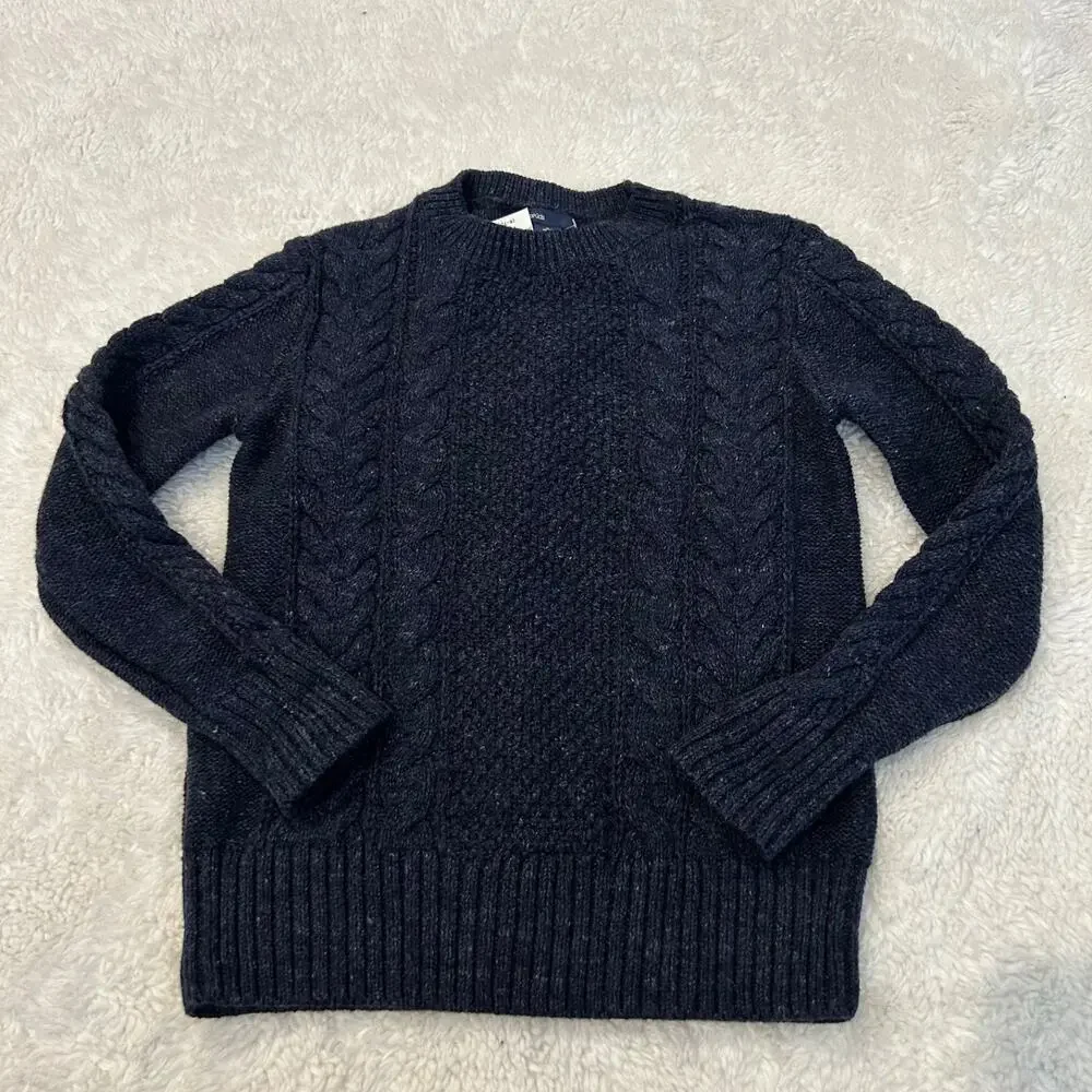 NWT Gap Boys Navy Cable Knit Sz S Preppy Old Money Country Club Cotton Sweater